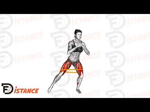 Exercice Squat avec élastique et pas latéraux