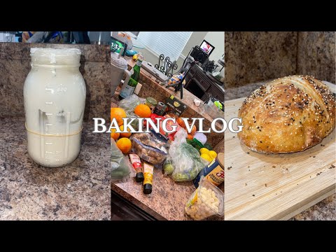 vlog: sourdough starter recipe + baking bread + farmers market haul