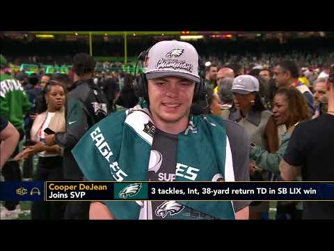  Cooper DeJean reacts to winning the Super Bowl on his 22nd birthday 🎂 | SC with SVP 