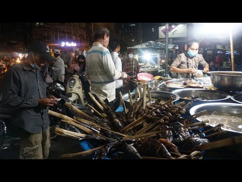 Plenty Different Street Food Type on The Street @Orussey - Phnom Penh Night Street Food Tour 2022
