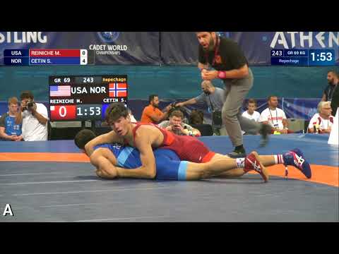 Repechage GR - 69 kg: S. CETIN (NOR) df. M. REINICHE (USA) by VPO1, 9-3