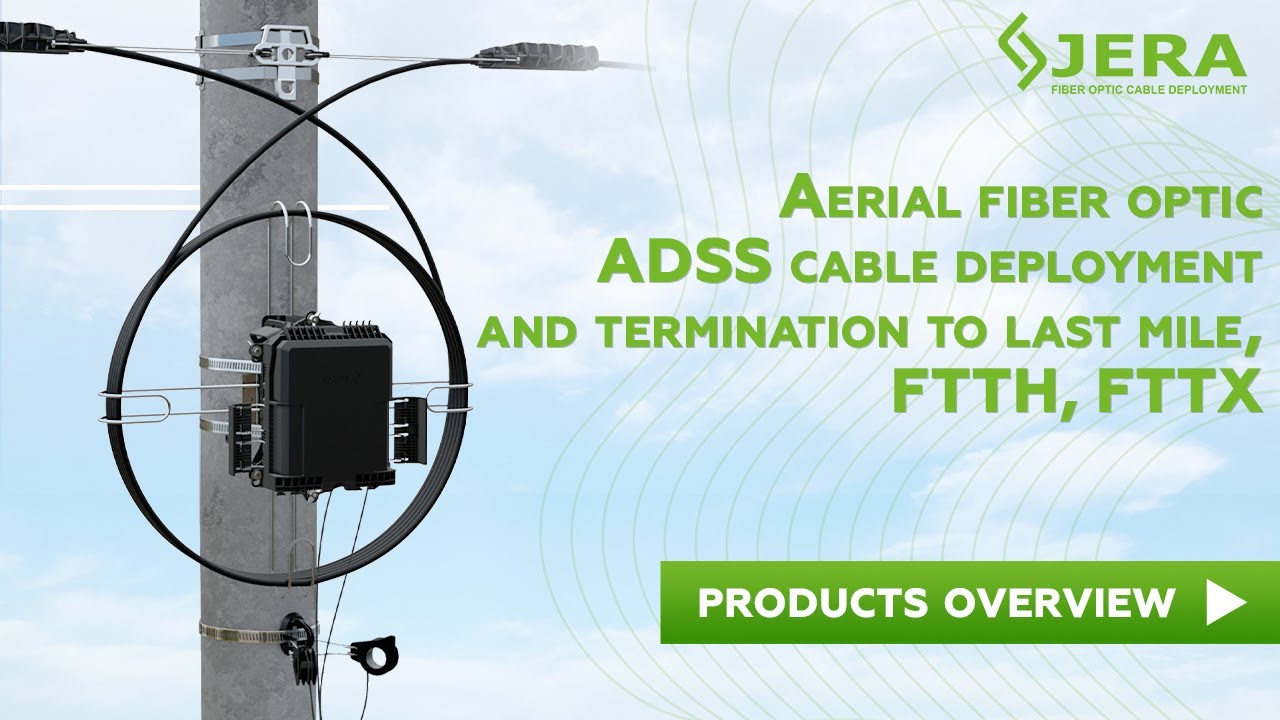 Building outdoor fiber to home network, aerial fiber optic cable deployment to last mile drop cable