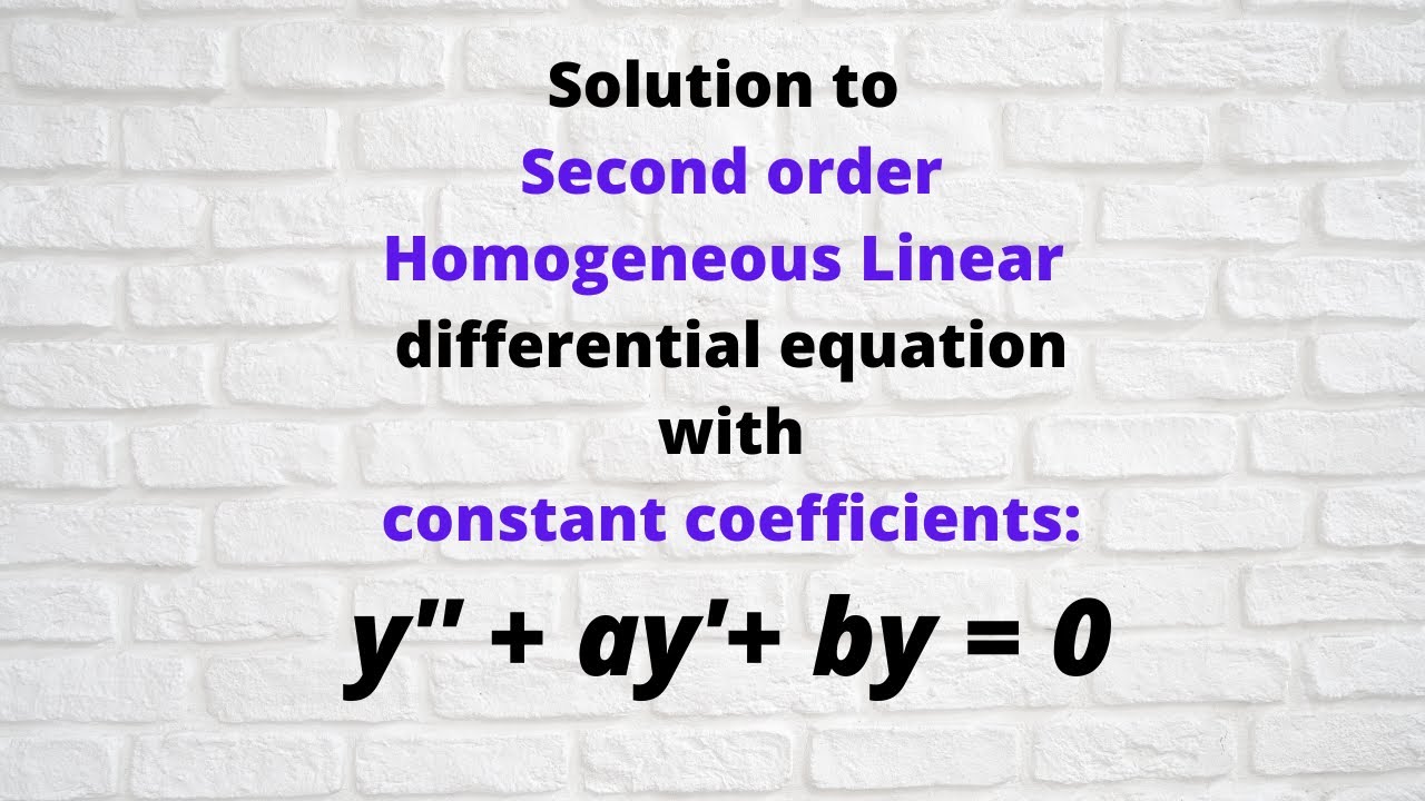 Session 19: Second order Homogeneous Linear differential equation with constant coefficients!!