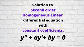 Session 19: Second order Homogeneous Linear differential equation with constant coefficients!!