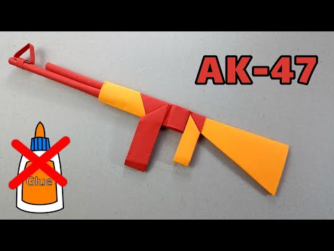 HOW TO MAKE A AK-47 OUT OF PAPER - ORIGAMI AK 47 ( NO GLUE NO TAPE )