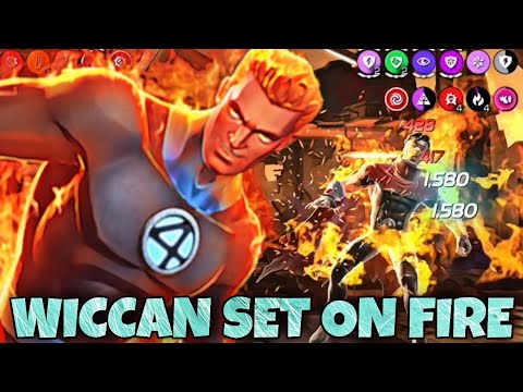 Human Torch destroys Boss Wiccan | Cavalier difficulty | MCOC