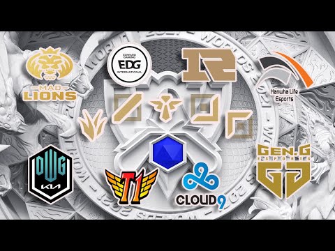 The possible MAD, DWG, Hanwha, Gen G, EDG, RNG, T1, C9 team skin candidates (Group stage)
