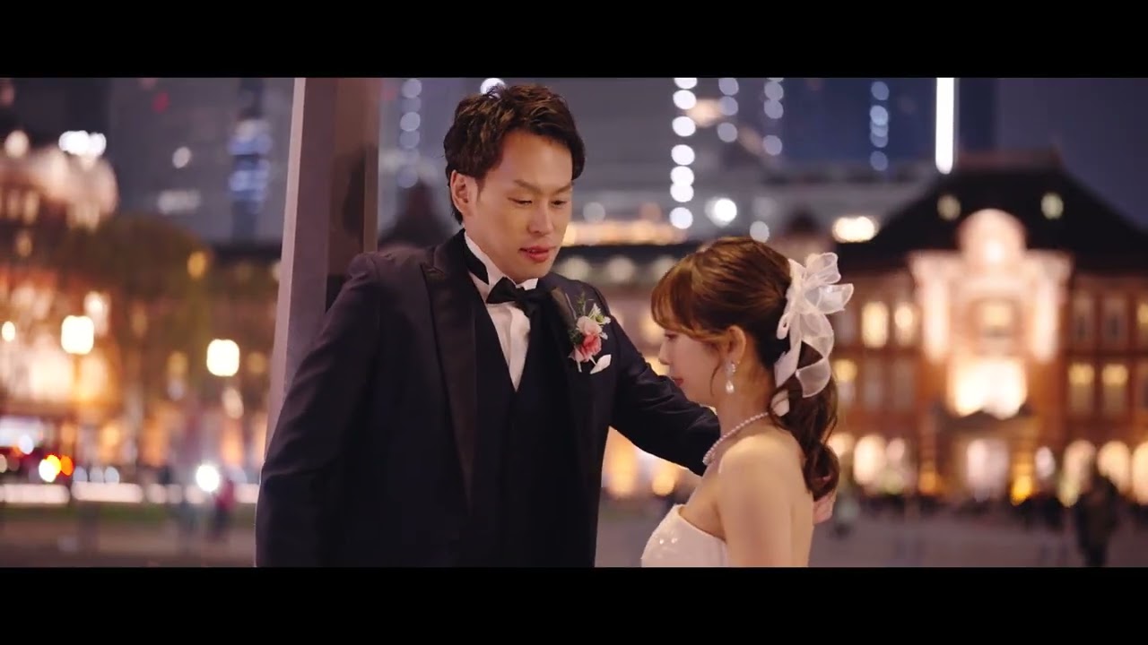 東京駅ナイトフォト/ウェディングドレスで残す幻想的な前撮り