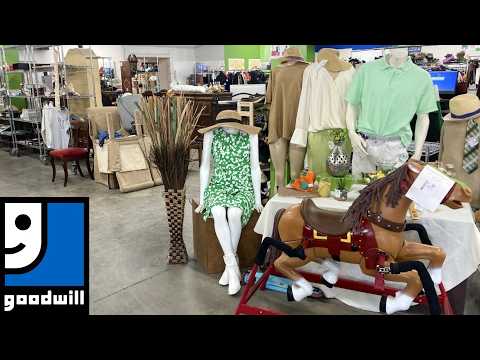 GOODWILL SHOP WITH ME FURNITURE ARMCHAIRS TABLES DECOR KITCHENWARE MEDIA SHOPPING STORE WALK THROUGH