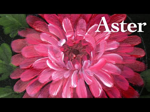 Aster flower painting with acrylics ( in 2.5 minutes )