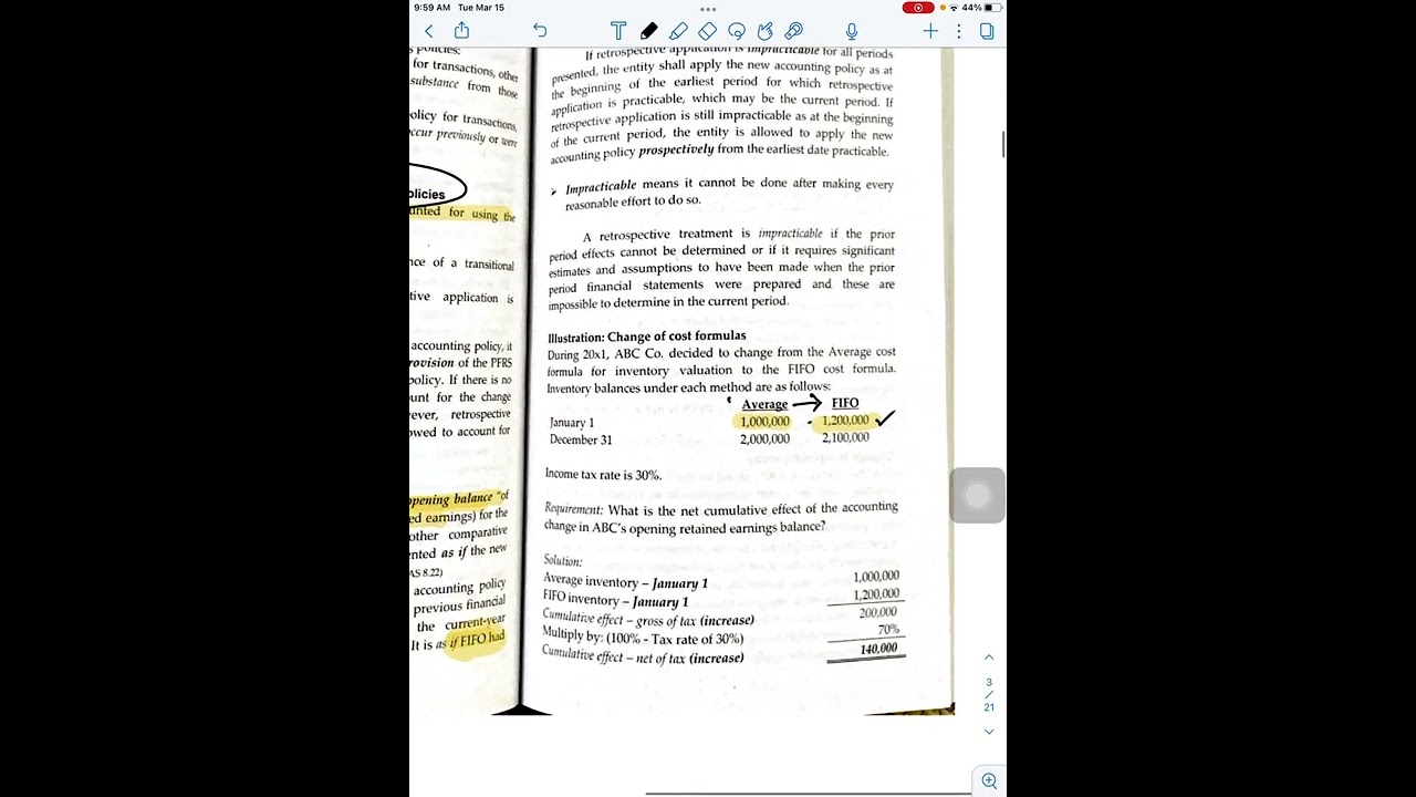 Chapter 7: Notes — part I ( Accounting Policies and Estimates)