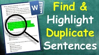 How to Find & Highlight Duplicate Sentences in MS Word at once
