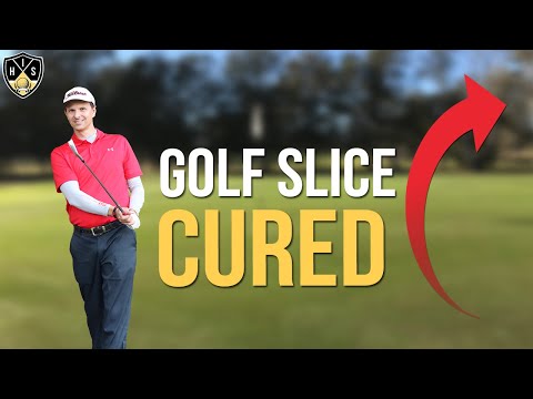 Part of a video titled Get Rid Of Golf Slice Hit The Ball Straight - YouTube