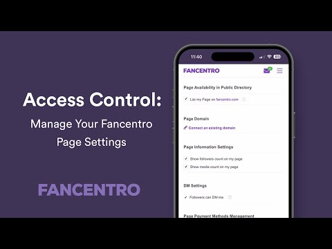 Access Control 🔐 Manage Your Fancentro Page Settings