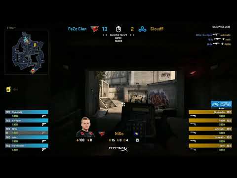 NiKo ACE to close out the half vs Cloud9 [ IEM Katowice 2018 ]