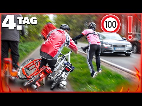 😰💥FAST UNFALL mit AUTO und POLIZEIESKORTE an TAG 4 der LAUFBAND-RAD TOUR
