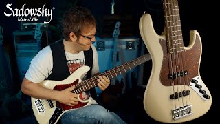 Video thumbnail for Sadowsky MetroLine 21-Fret Vintage J/J Bass, Red Alder Body, 5-String by Sadowsky
