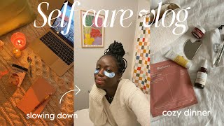 Cozy Self Care Vlog 🌙🫧 | meditation, skincare, girl therapy, slowing down