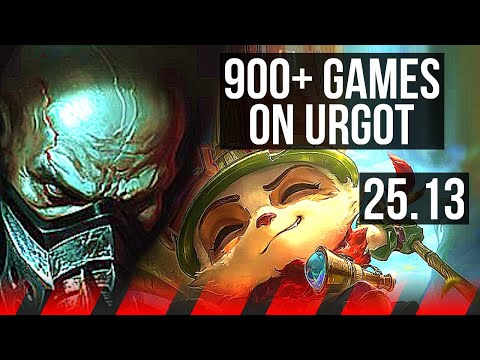 URGOT vs TEEMO (TOP) | Rank 1 Urgot, 6 solo kills, 900+ games | NA Challenger | 25.13