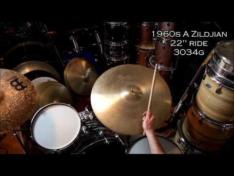 vintage 1960s A Zildjian 22" classic rock ride cymbal 3034g
