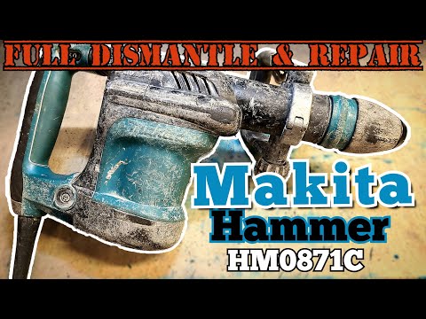 Small Makita HM0871C hammer no longer kicks, full strip, clean, service and rebuild.