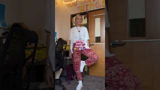I literally just got these pants and had to wear them immediately!! 🍓✨🪩 #teacheroutfit