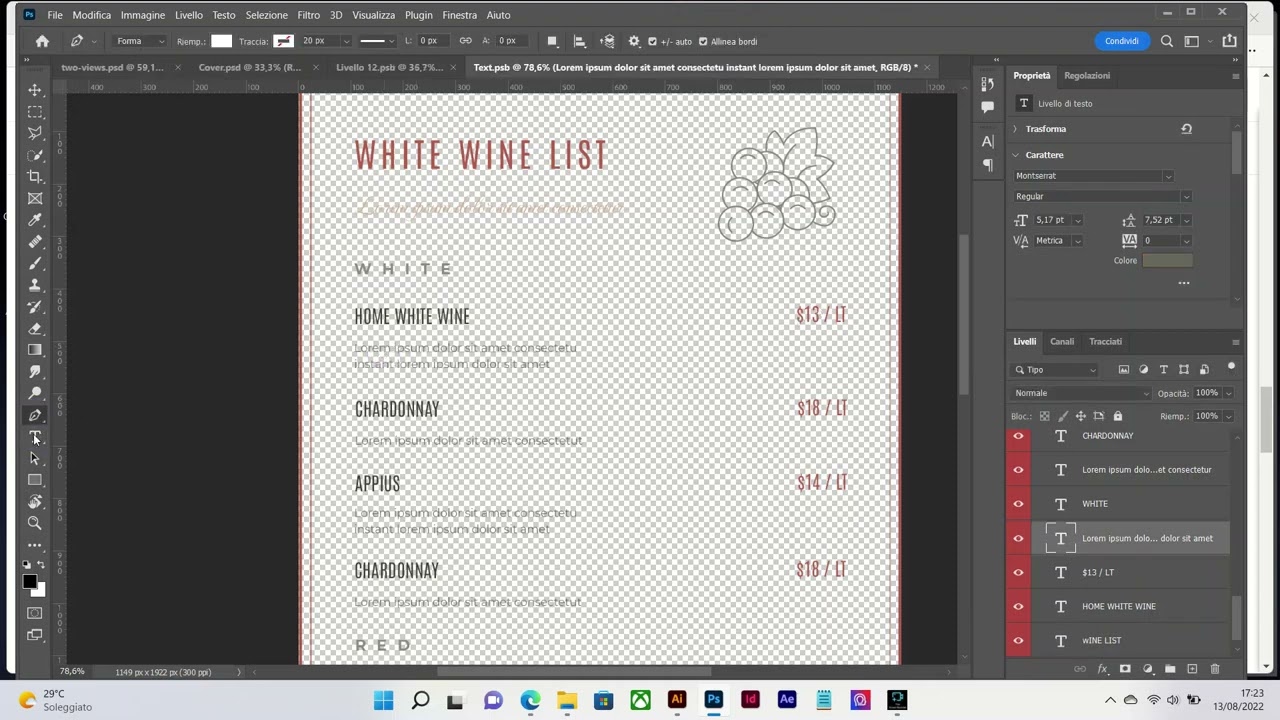 Restaurant menu mockup - Change template content