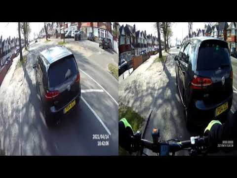 Close pass by driver in Black Volkswagen   PX14 XZZ