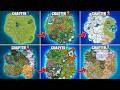 Evolution Of Fortnite Map Chapter 1 Season 1 Chapter 7 Season 2