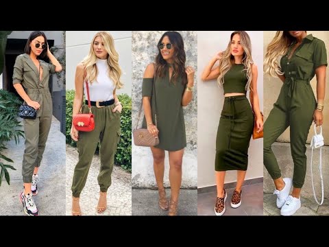 MODA 2022 CÓMO COMBINAR OUTFITS CON EL COLOR VERDE OLIVA |  MILITARY GREEN OUTFITS 2022 MUJER
