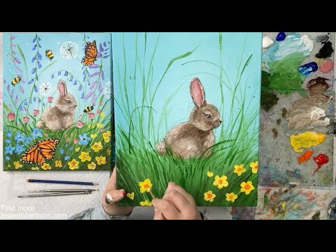 Butterfly Bunny | Beginners Spring Bunny | Acrylic Painting