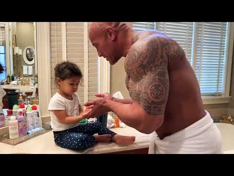 The Rock Teaches His Daughter How To Wash Hands With MOANA Rap