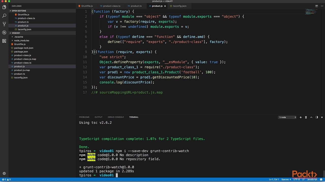 Mastering TypeScript Programming Techniques: Using Grunt to Auto-Compile TypeScript| packtpub.com