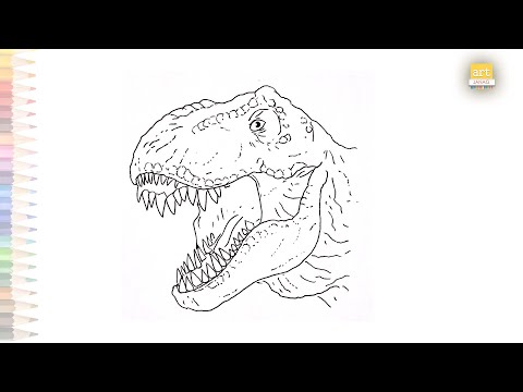 T- Rex head drawing | dibujo tiranosaurio rex | How to draw T- Rex Dinosaur | easy drawing videos