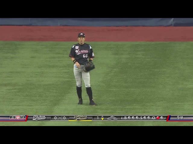 【1回裏】今年も安定のエリア66!! マリーンズ・岡田のランニングキャッチ!! 2017/4/11Bs-M