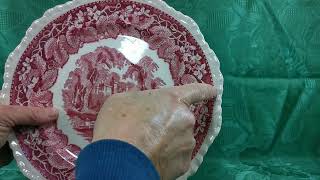 Vintage Masons Ironstone Red & White Vista China 10.5-inch Dinner Plate
