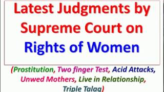 Women Empowerment | Rights of Women | Article 21 | Supreme court Judgments | Indian Polity for UPSC