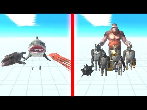 AQUATICS Team vs MUTANT PRIMATES Team - Animal Revolt Battle Simulator ARBS