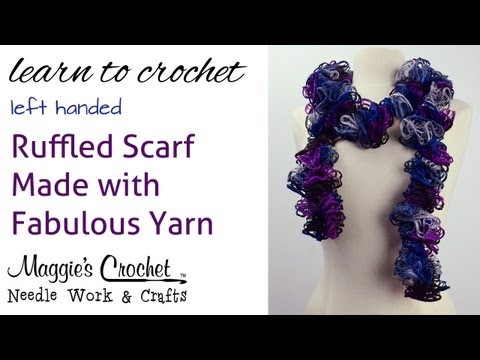 Easy Crochet Ruffled Scarf made with Fabulous Yarn - Left Handed