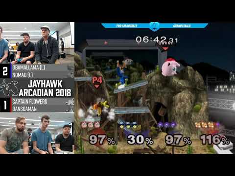 Jayhawk Arcadian 2018 SSBM - Obamallama & Nomad Vs. C. Flowers & Dansdaman - Doubles Grand Finals