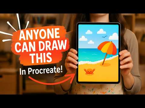 How to Draw a Cute Beach Scene in Procreate | Easy Tutorial for Beginners!