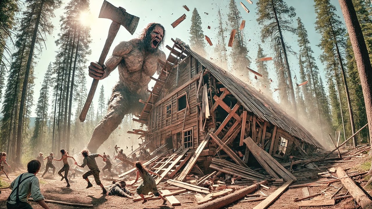 Terrible Giant Attacks Young Offenders Spending Week of Rehabilitation in a Group in the Forest