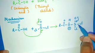 Mechanism of the reaction between Carboxylic acid (RCOOH) and thionyl chloride (SOCl2)