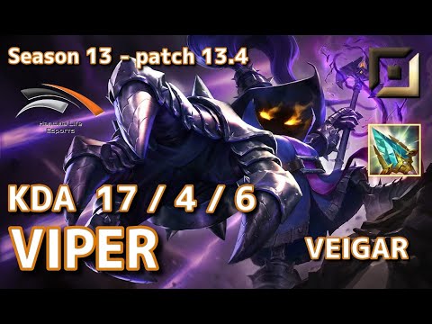 【KRサーバー/C1】HLE Viper ベイガー(Veigar) VS エズリアル(Ezreal) BOT - Patch13.4 KR Ranked【LoL】