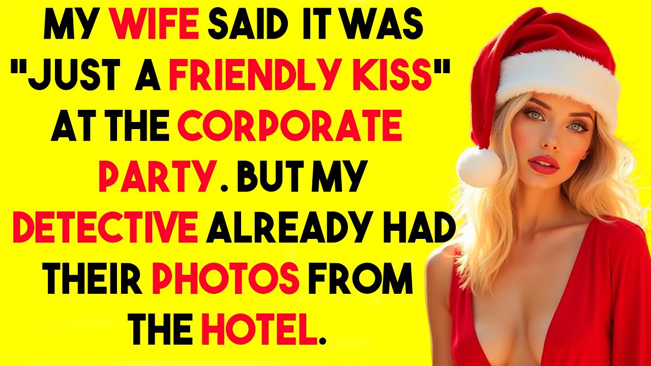 My WIFE said it was a FRIENDLY KISS at the PARTY, but my DETECTIVE had HOTEL PHOTOS