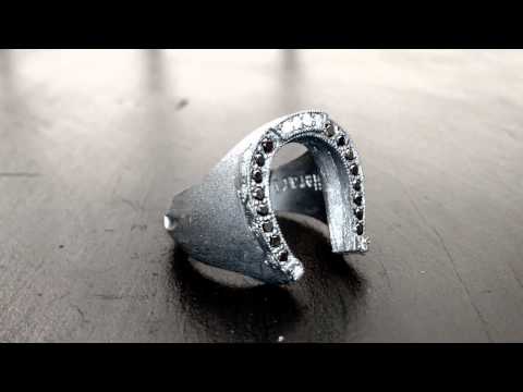 Horseshoe Ring with Brim Diamonds & Black Diamond Pave