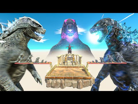 New Empire War - Growing Godzilla 2014 vs Blue Thunder Godzilla Form! Animal Revolt Battle Simulator