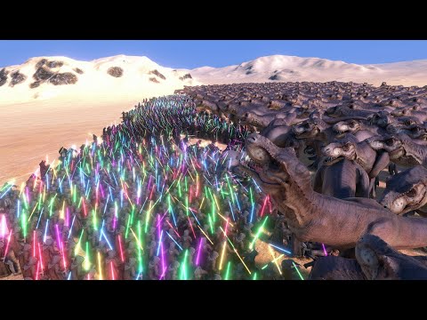 500 T-Rex vs 2000 Laser Knights | Ultimate Epic Battle Simulator