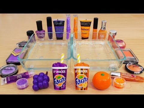 Grape vs Orange - Mixing Makeup Eyeshadow Into Slime Special Series 136 Satisfying Slime Video