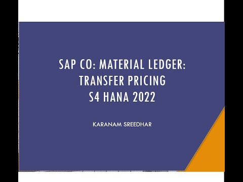 SAP CO: Material Ledger- Transfer Pricing-Discussion